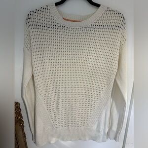 B. White crocheted pullover sweater size S